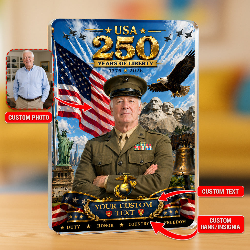 USA 250 Years Of Liberty USMC Service Dress Uniform Custom Figure Acrylic Block