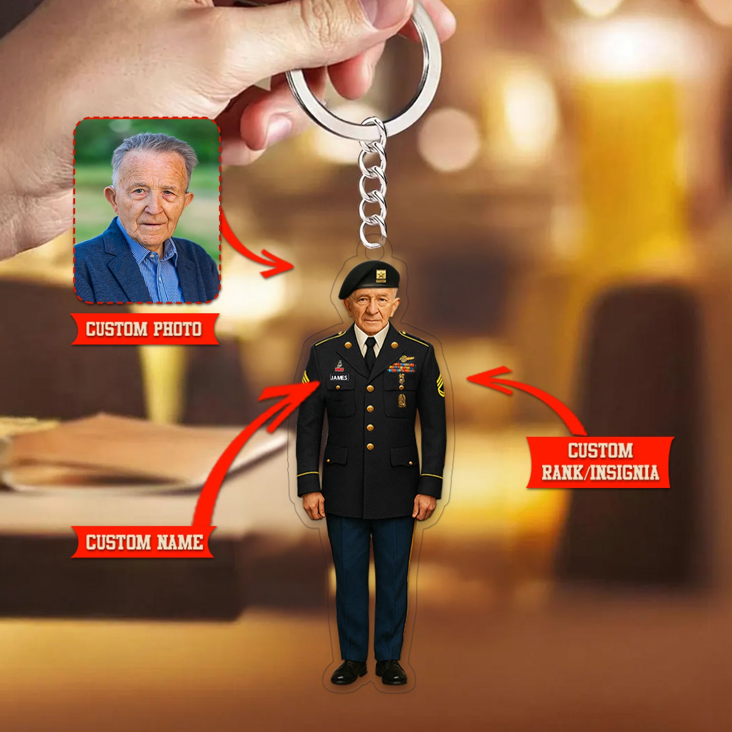 Personalized US Army Custom Figure Acrylic Keychain