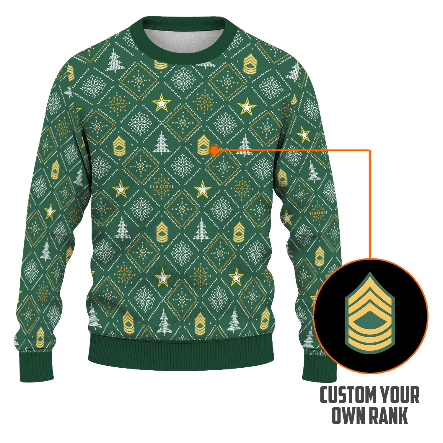 Custom Ranks US Army Ugly Christmas Sweater for Women Men TUST03