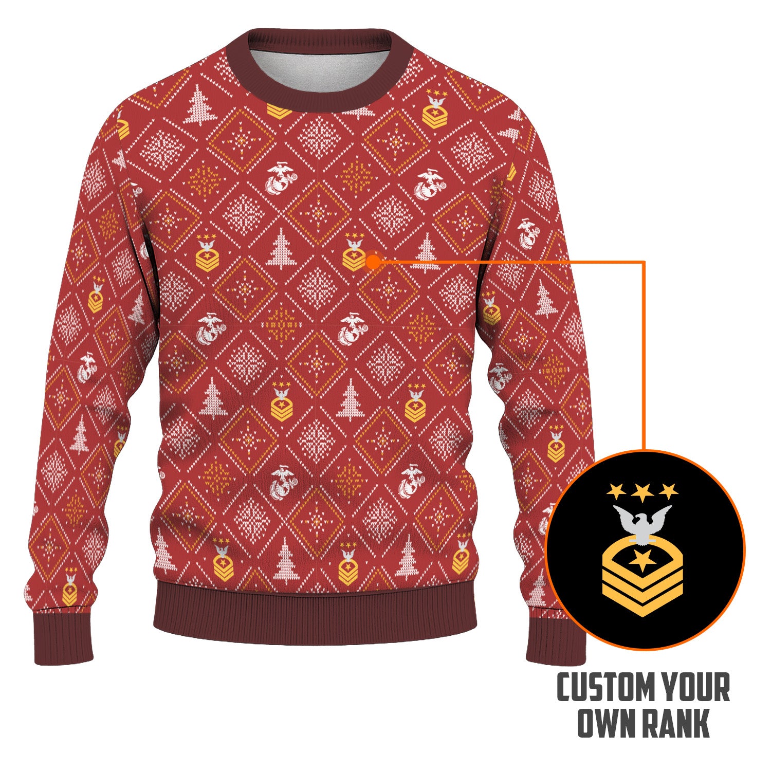 Custom Ranks USMC Ugly Christmas Sweater for Women Men TUST03