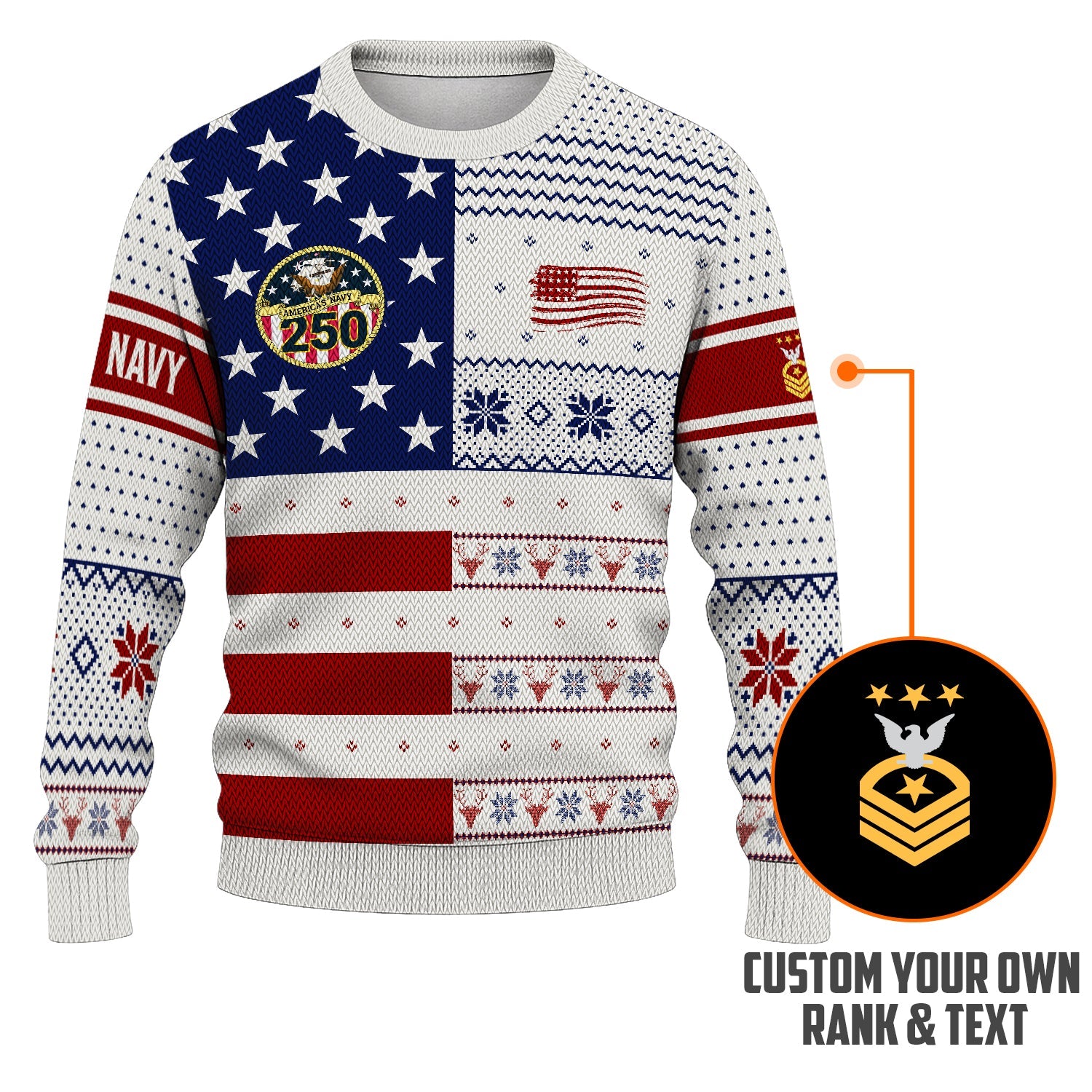 Personalized US Navy Christmas Ugly Sweater JUST08