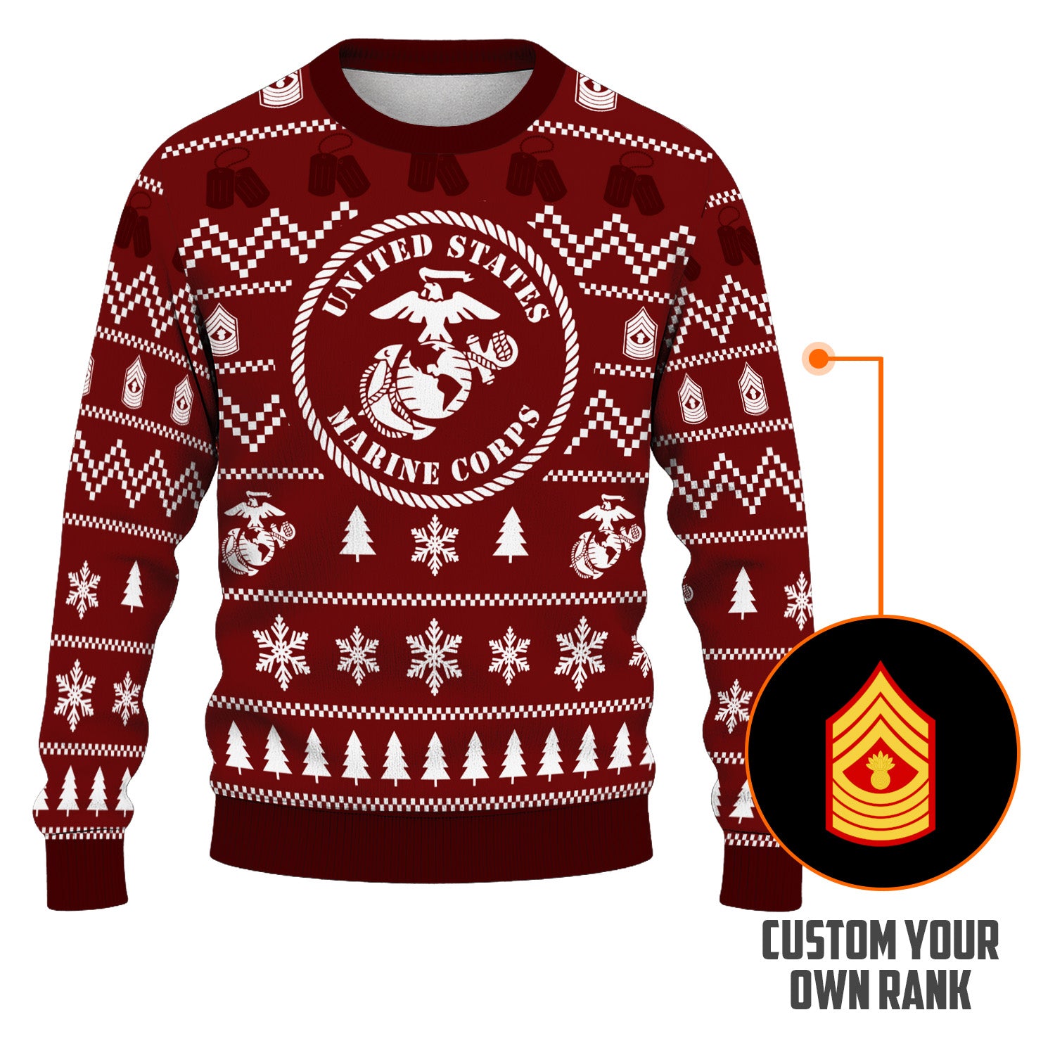 Custom Ranks USMC Ugly Christmas Sweater for Women Men TUST01
