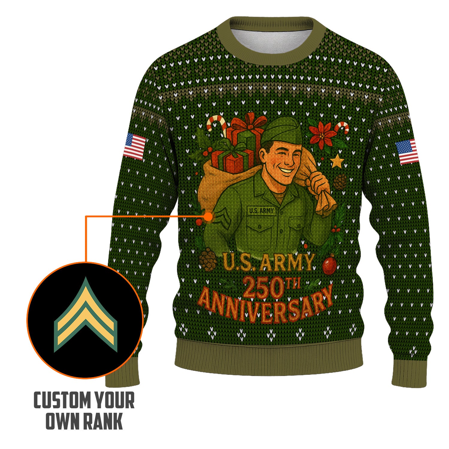 Personalized US Army Ugly Christmas Sweater TUST07
