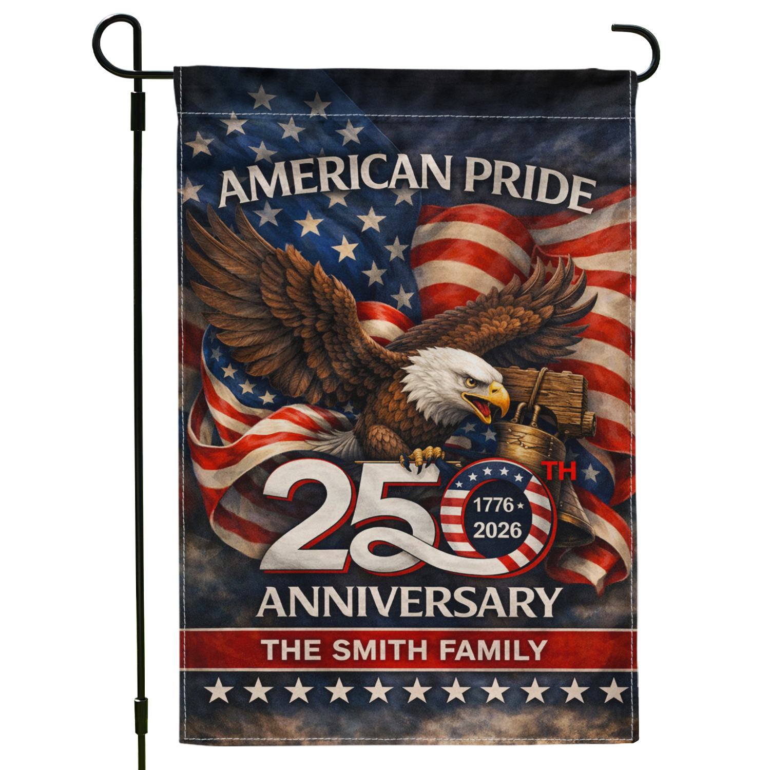 Personalized America 250 Garden Flag Custom Family Name 1776-2026 Patriotic Eagle Decor