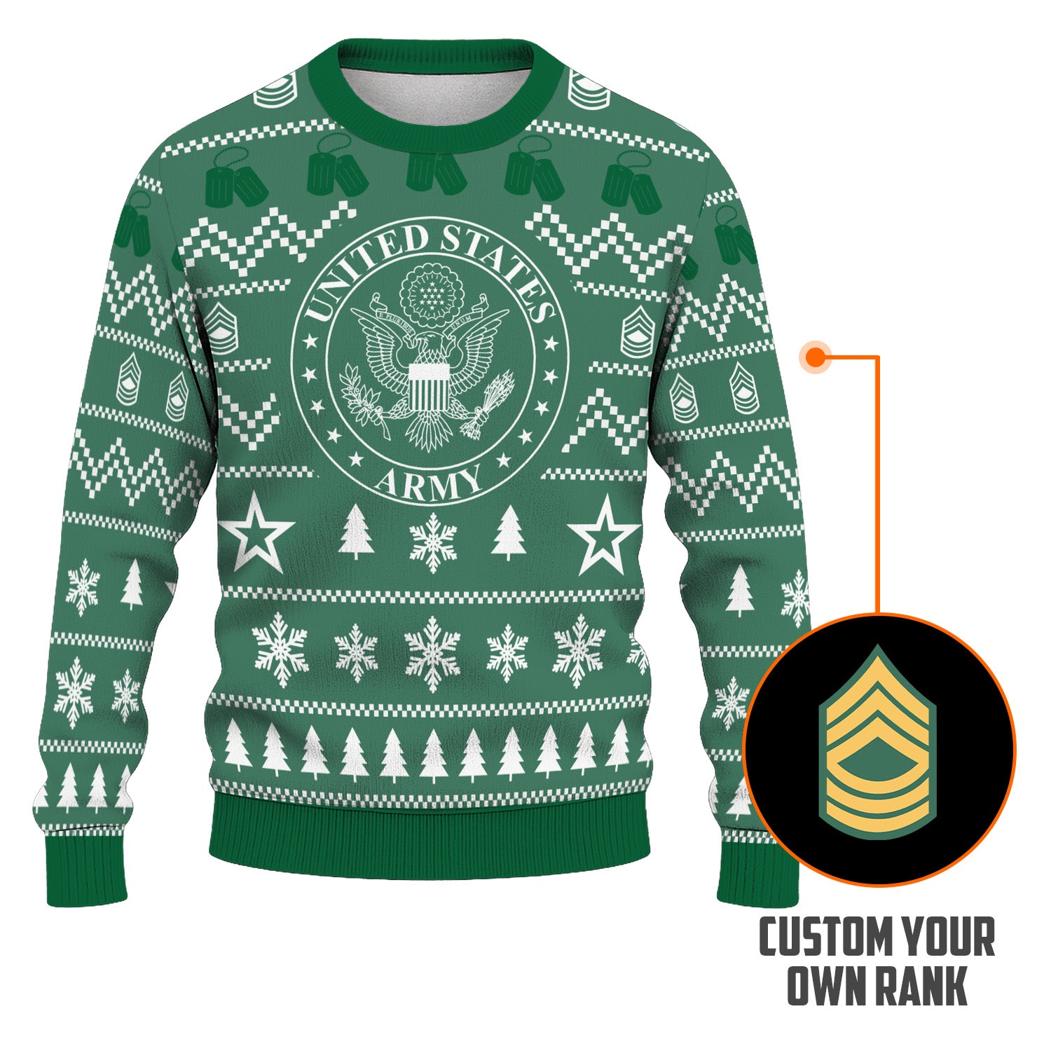 Custom Ranks US Army Ugly Christmas Sweater for Women Men TUST01