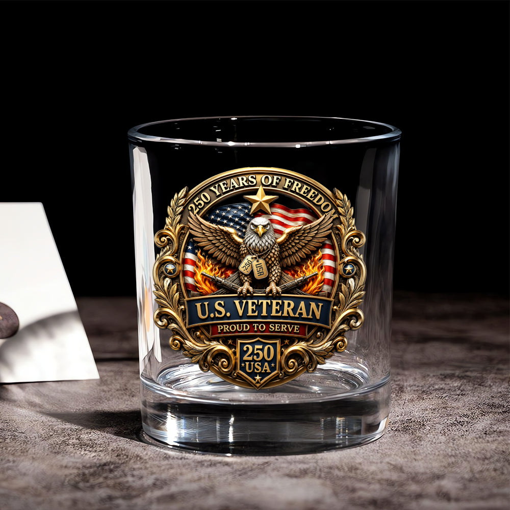 USA 250th Anniversary Rocks Glass Patriotic Gift