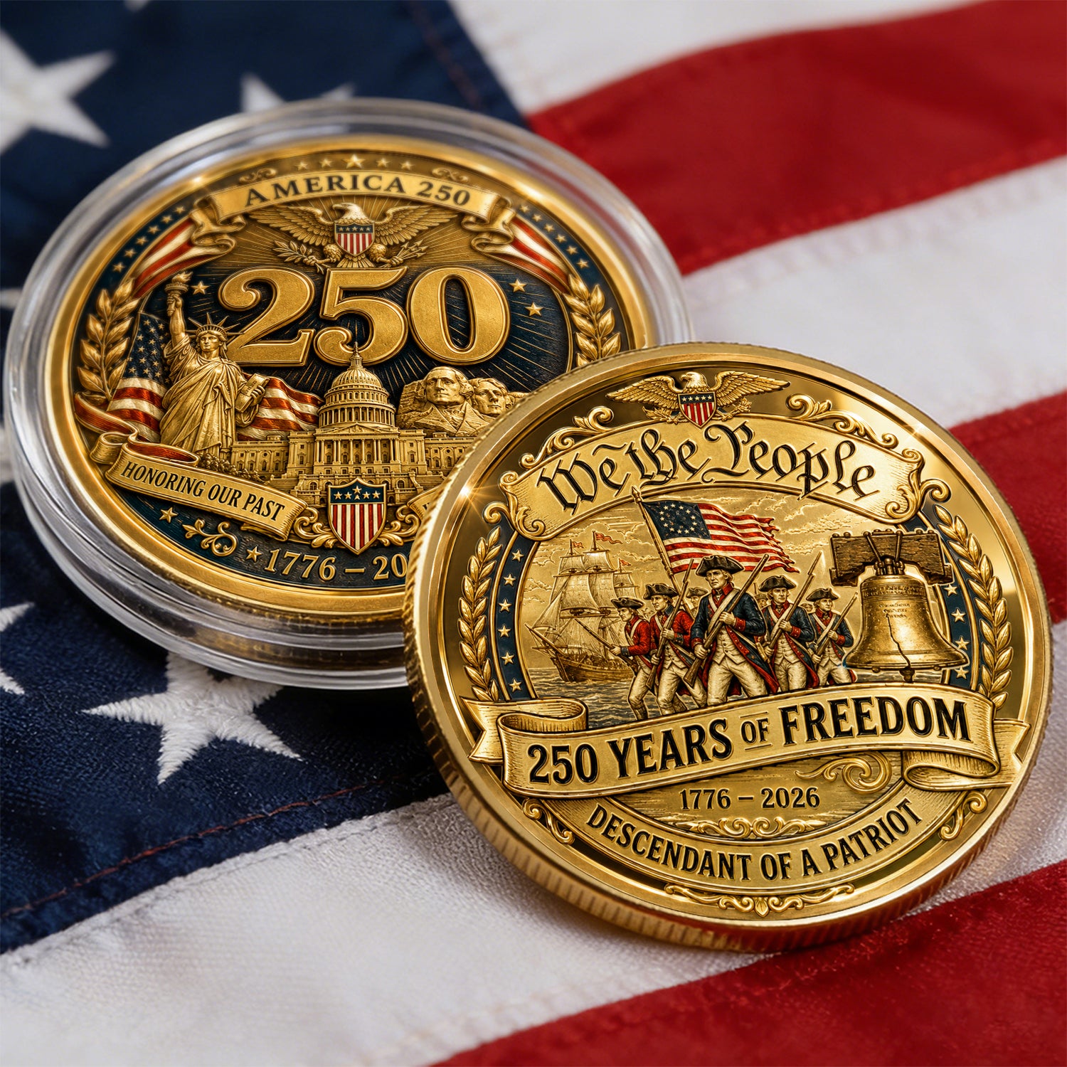 America 250 Years Of Freedom Patriotic Challenge Coin
