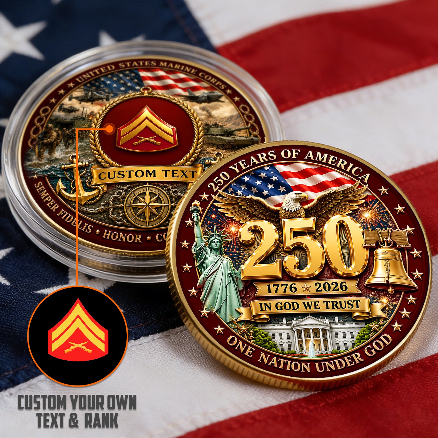 Personalized U.S. MARlNES 250th Anniversary Challenge Coin