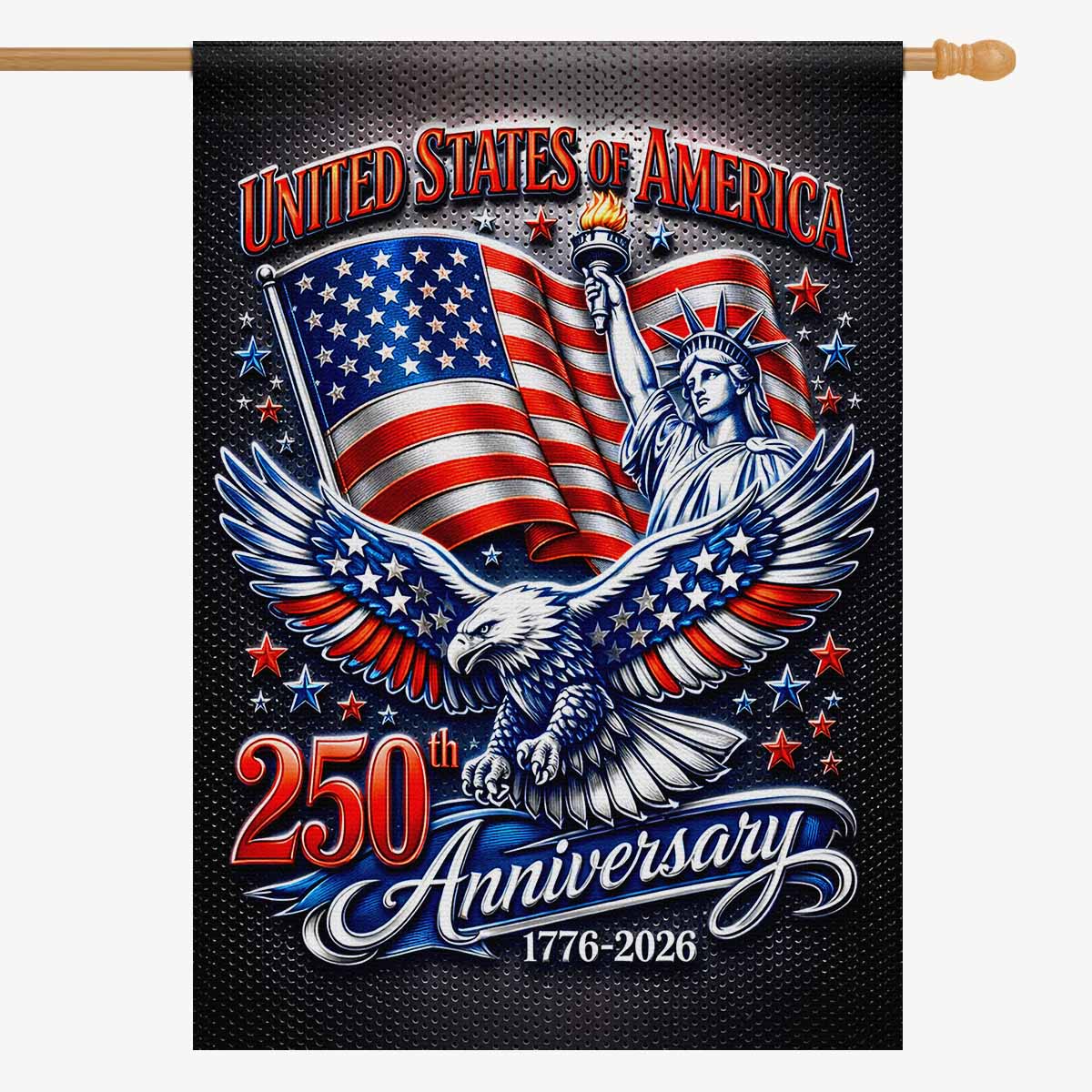 USA 250th Anniversary Patriotic House Flag Eagle Liberty American Flag