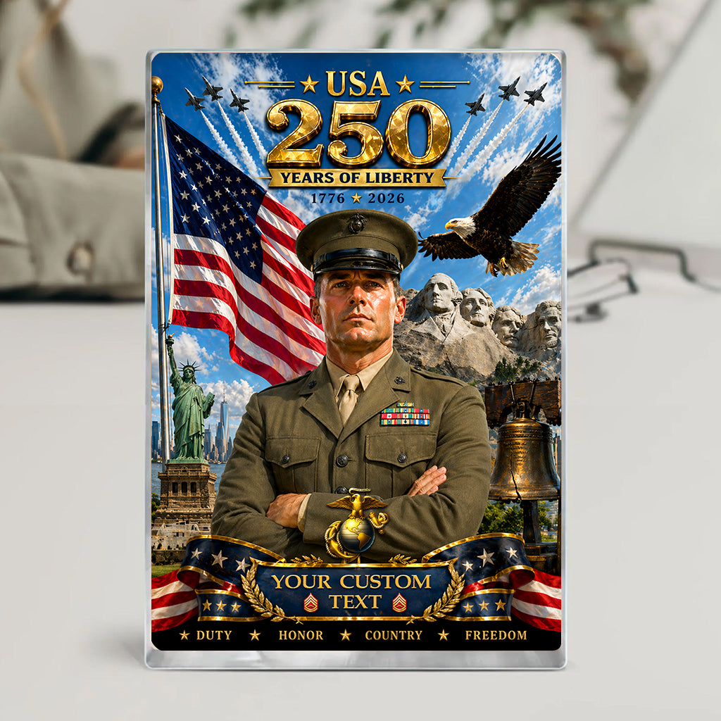 USA 250 Years Of Liberty USMC Service Dress Uniform Custom Figure Acrylic Block