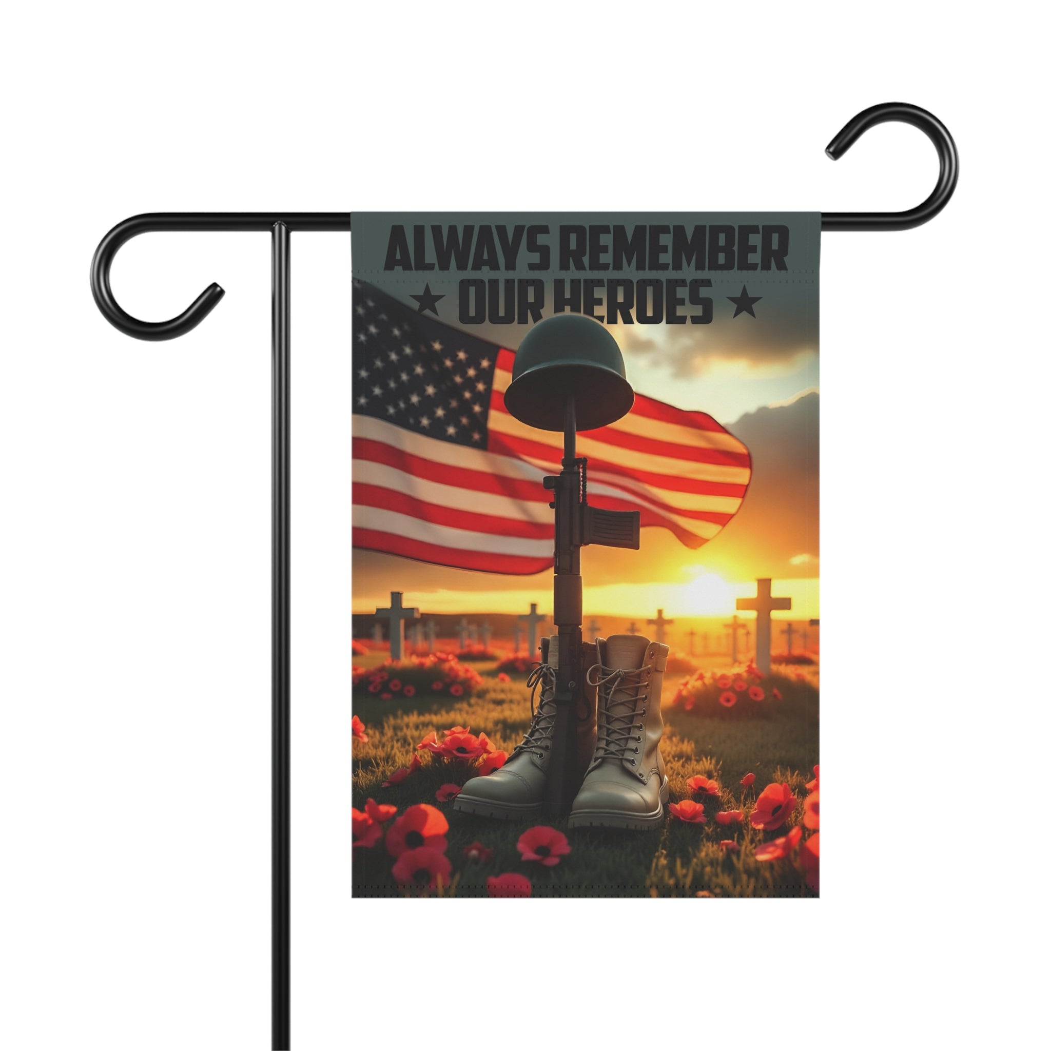 Always Remember Our Heroes Garden Banner - Patriotic Outdoor Decor, Celebrate Service & Sacrifice