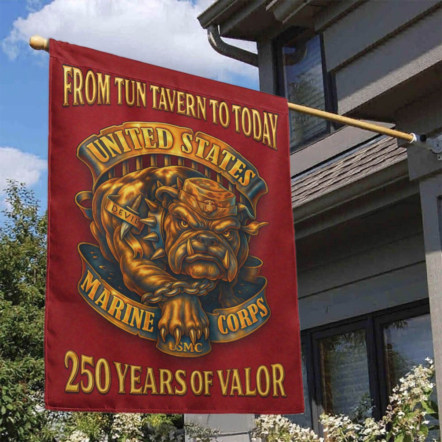 MARlNE From Tun Tavern To Today House Flag 28" x 40" Twin-Side Printing