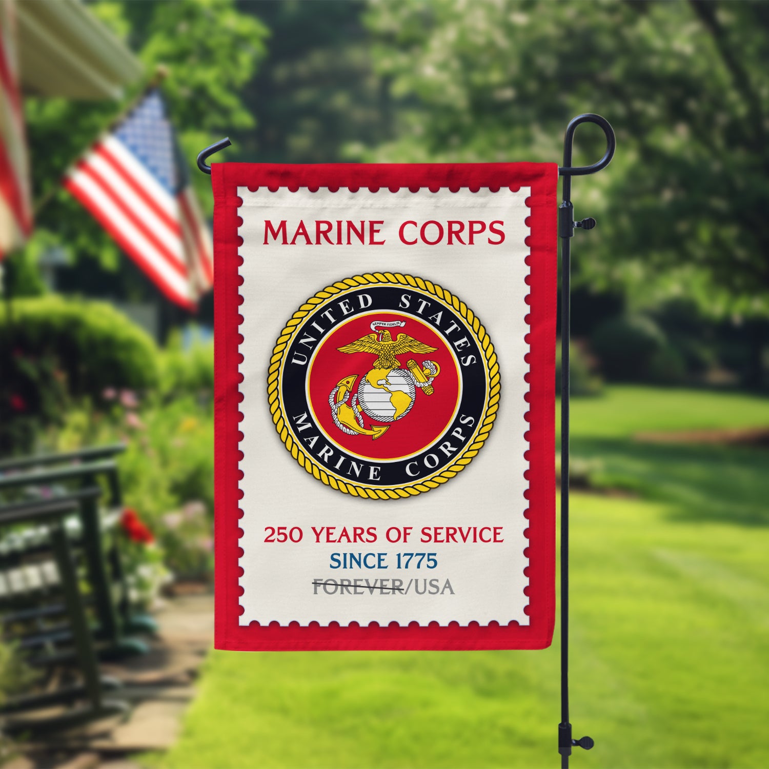 MARlNE 250 Years Of Service Since 1775 Garden Flag 12" x 18" Twin-Side Printing