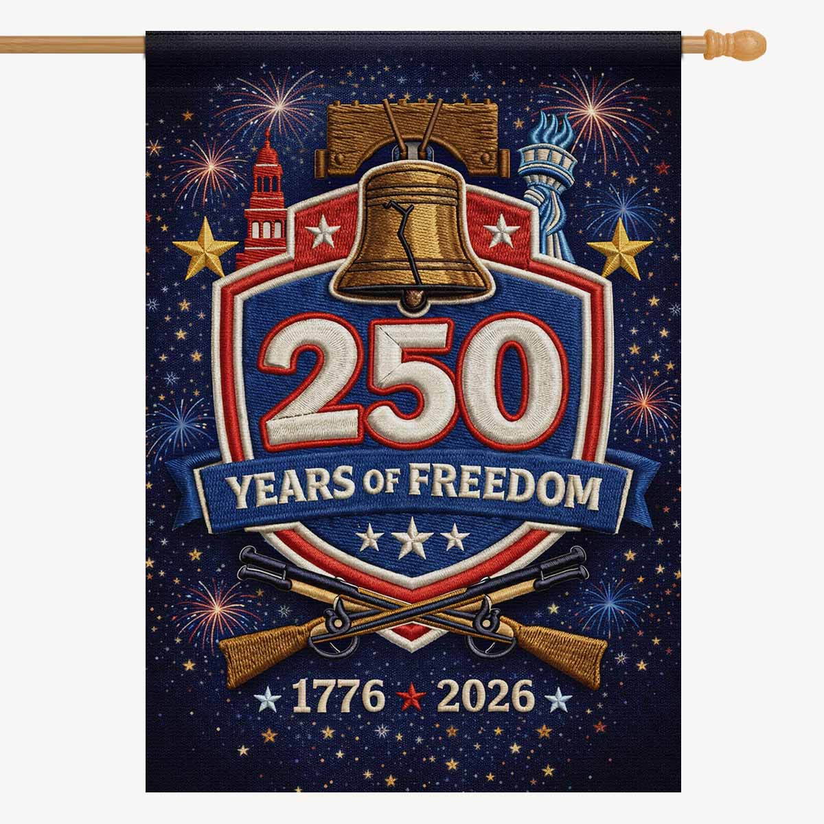 America 250 House Flag Patriotic Liberty Bell 1776-2026 250 Years of Freedom Outdoor Flag