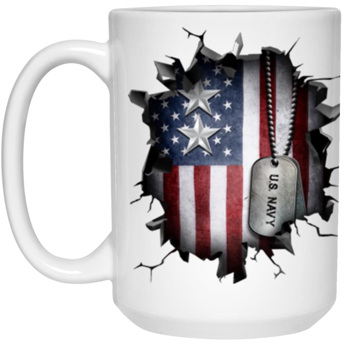 US Navy O-8 Rear Admiral O8 RADM Flag Officer 3D Break Effect Coffee Mug 11oz - 15oz White Mug