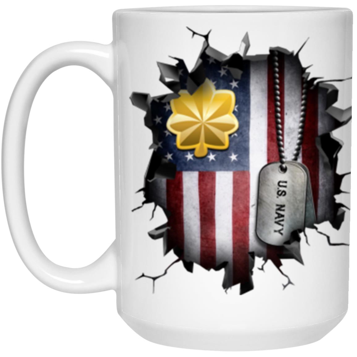 US Navy O-4 Lieutenant Commander O4 LCDR Junior Officer 3D Break Effect Coffee Mug 11oz - 15oz White Mug