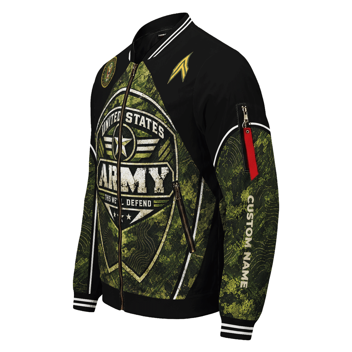 Custom U.S. Army Bomber Jacket Personalized Military Rank Text for Men