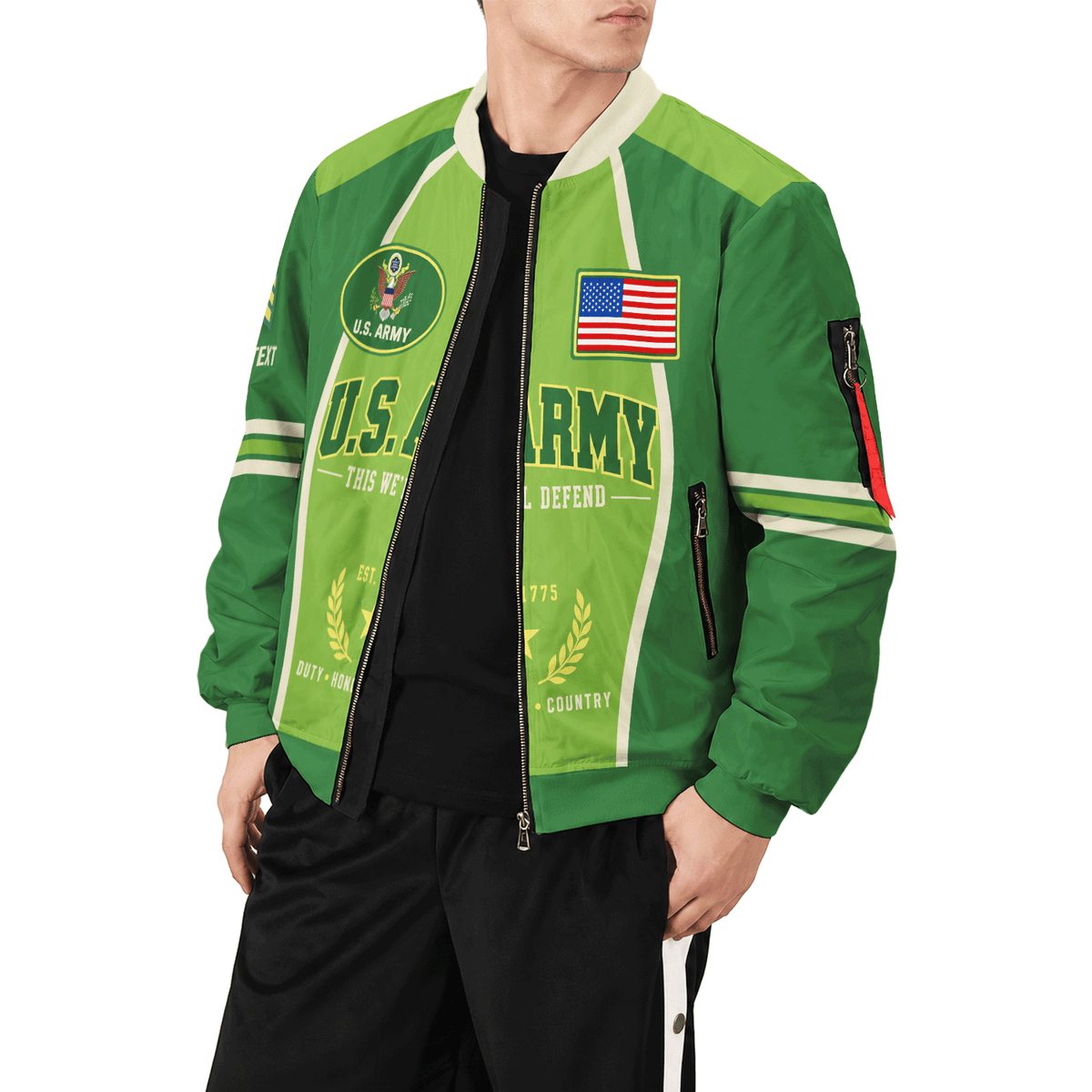 US. Army Jacket Personalized Rank Name All-Over Print Bomber