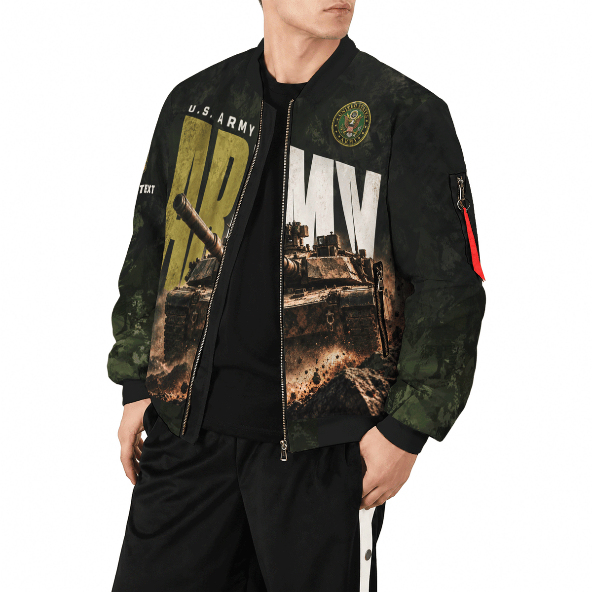 U.S. Army Military Bomber Jacket Custom Rank Name Personalized for Veterans