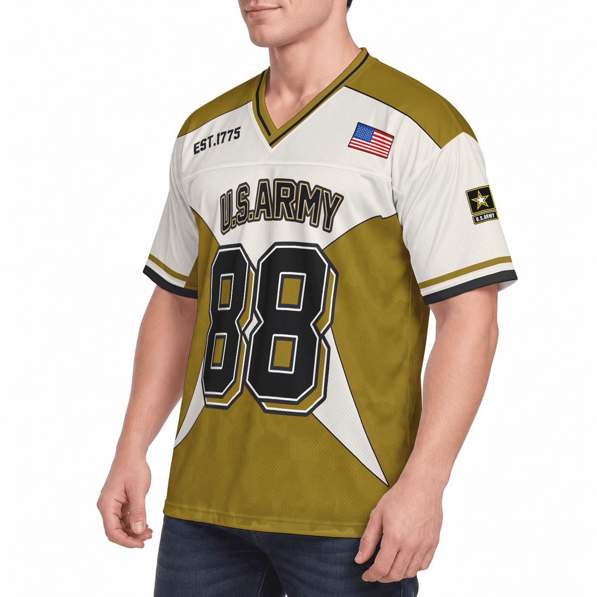 U.S. Army Sports Jersey Personalized Military Rank and Custom Text