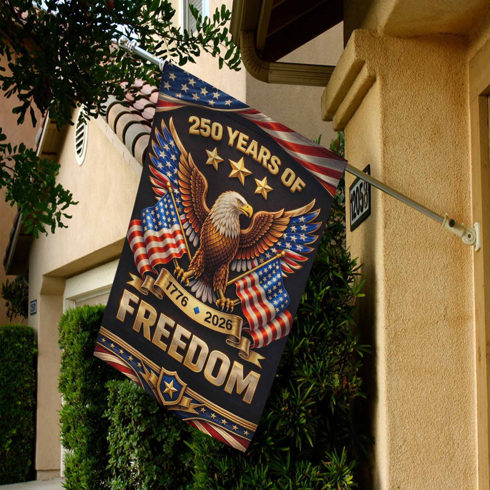 America 250 Patriotic Eagle House Flag USA 1776-2026 Freedom Flag