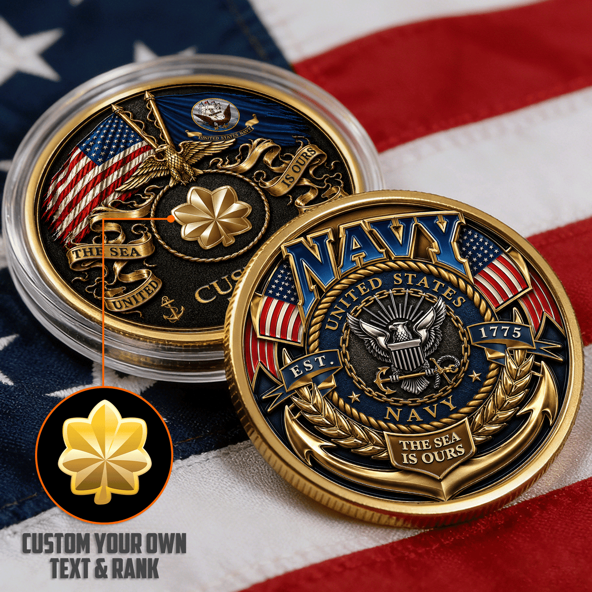 US Navy Personalized Service Member 3D Challenge Coin Gift