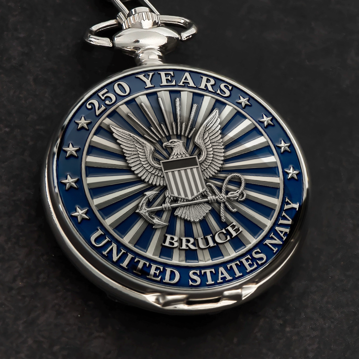US Navy Veteran Gift Pocket Watch Custom Rank and Name