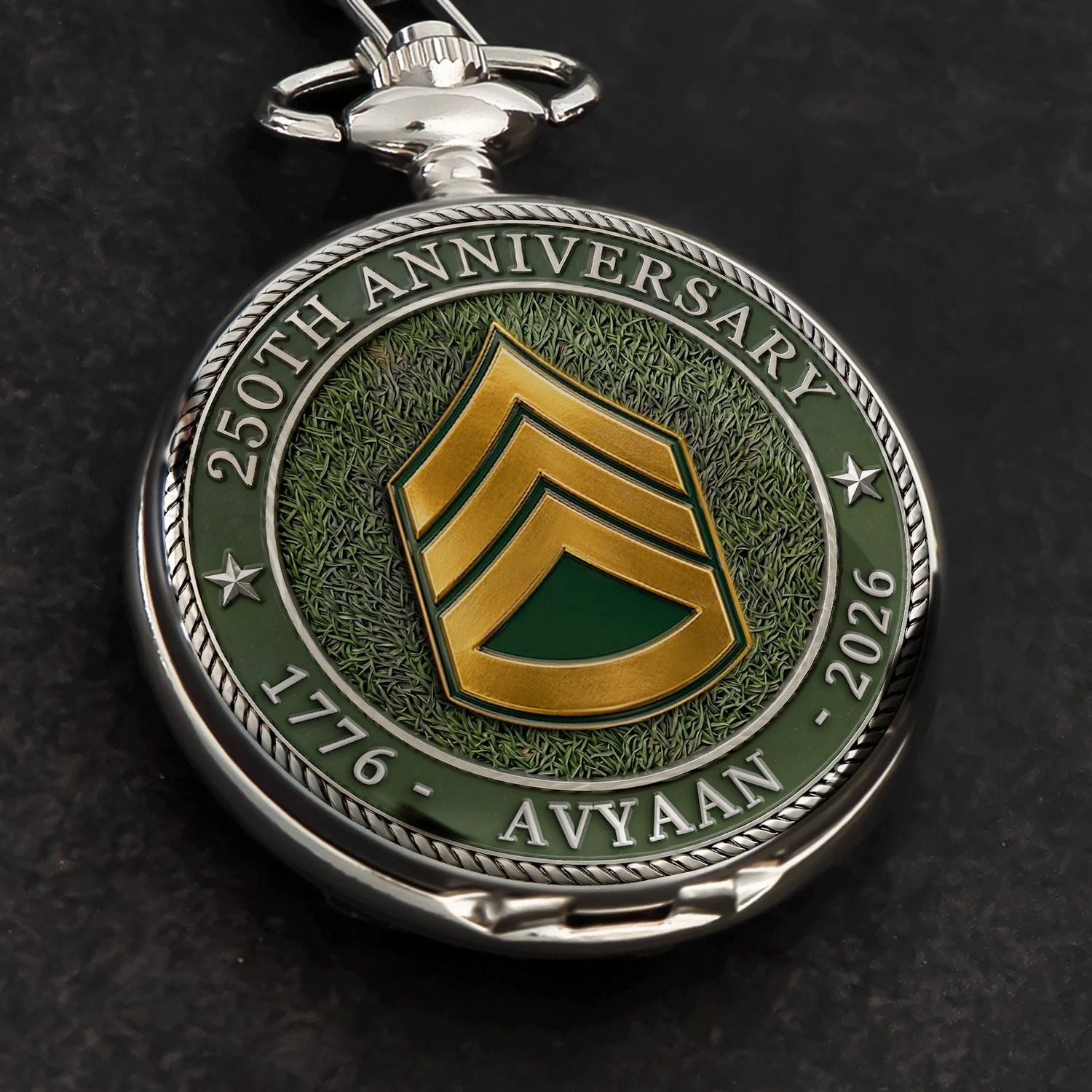 Army Custom Name Pocket Watch USA 250 Years Independence