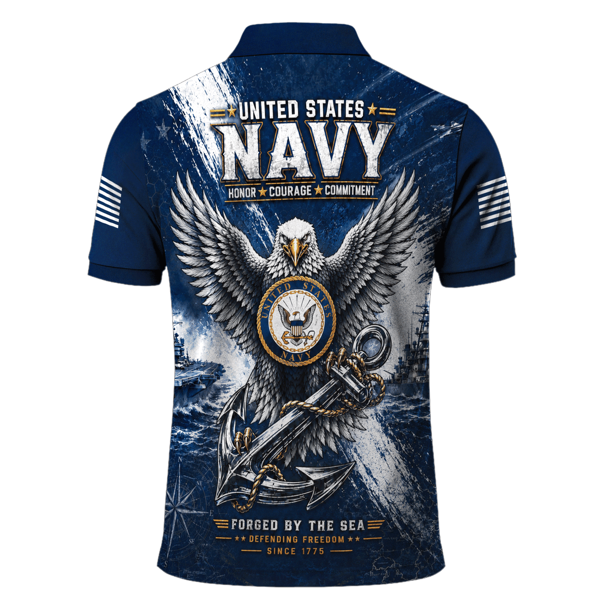 Personalized US Navy Rank 3D All-Over Print Polo Shirt Gift