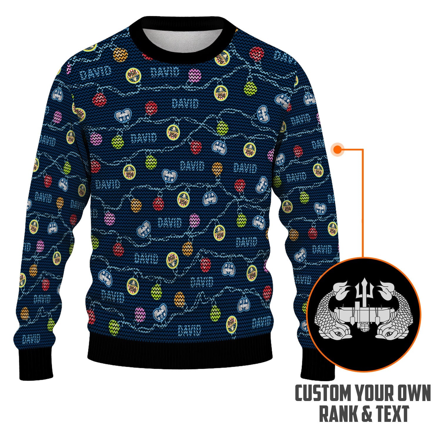 Personalized US Navy Christmas Ugly Sweater KAUST08