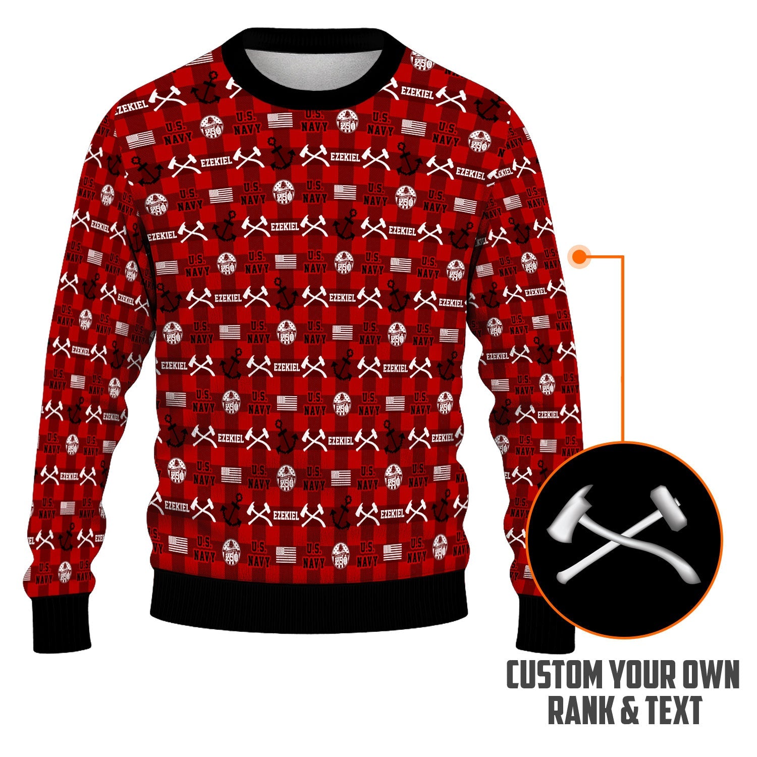 Personalized US Navy Christmas Ugly Sweater KAUST12