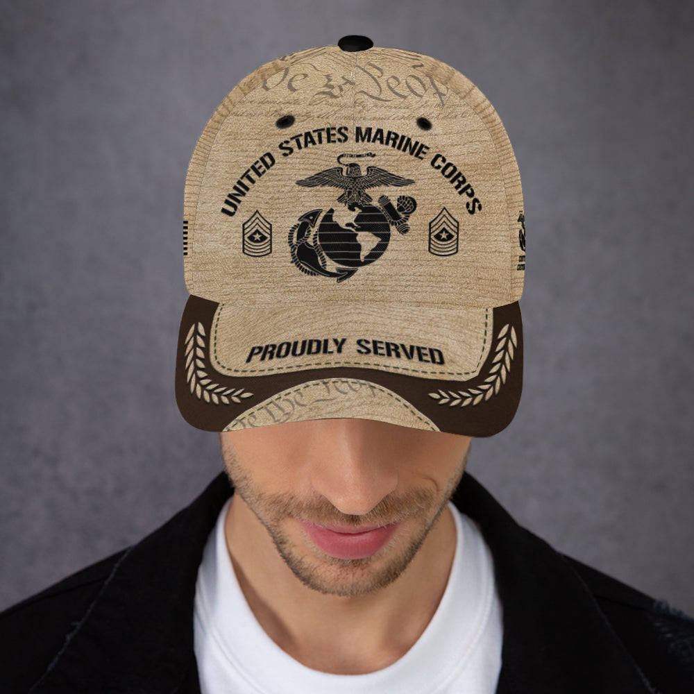 Custom Ranks/Insignia, Personalized Name And Years Served All Over Prints Premium Classic Cap JAOVC20