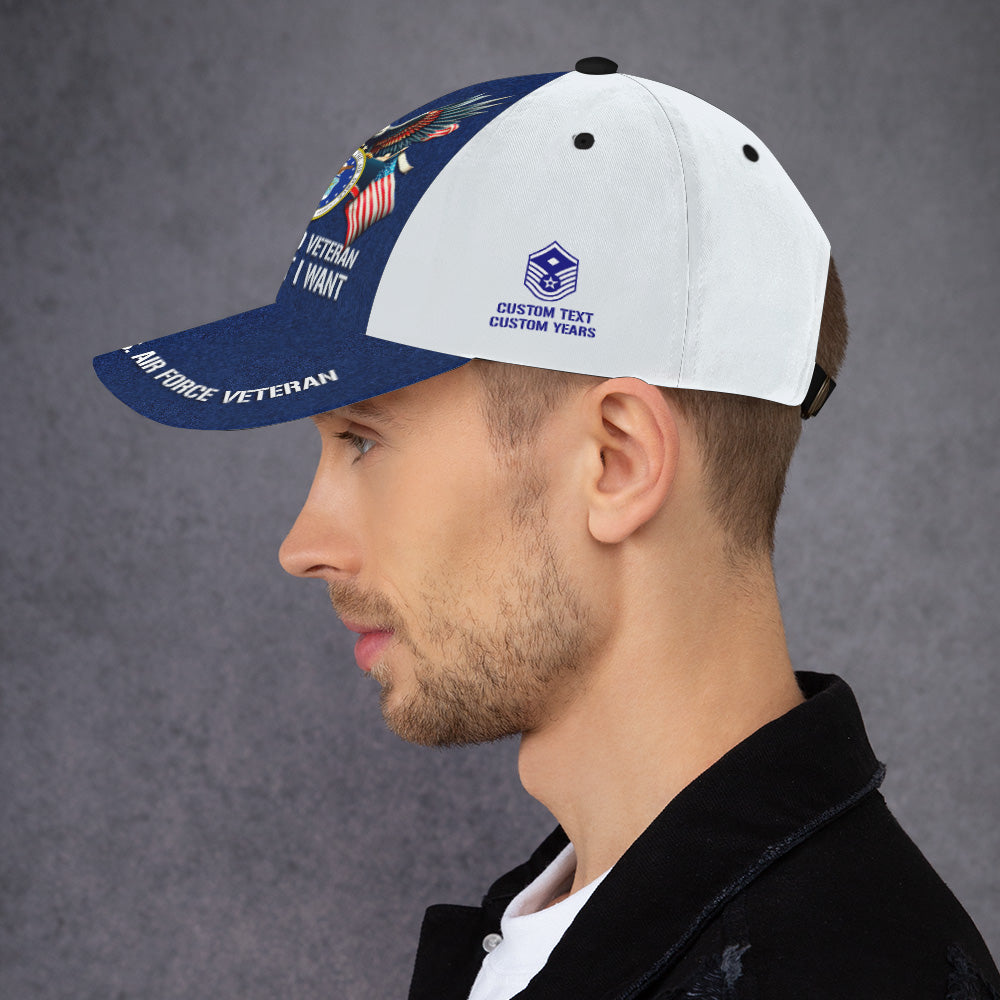 Custom Ranks/Insignia, Personalized Name And Years Served All Over Prints Premium Classic Cap JAOVC17