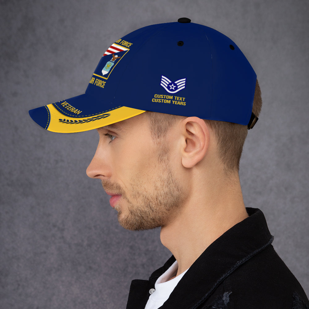 Custom Ranks/Insignia, Personalized Name And Years Served All Over Prints Premium Classic Cap JAOVC21