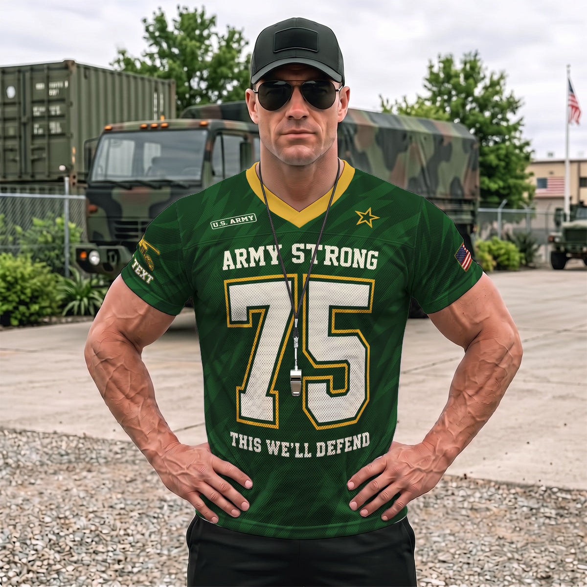 Personalized U.S. Army Sports Jersey Custom Rank and Text Military Shirt