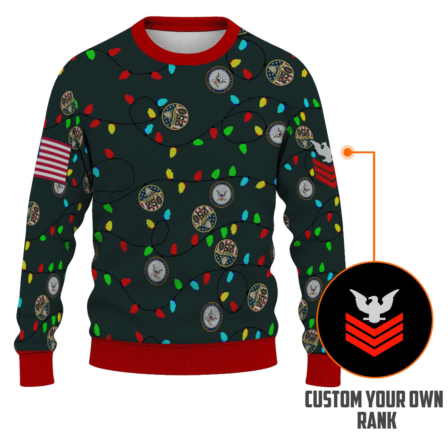 Custom Ranks US Navy Ugly Christmas Sweater for Women Men KRUST07