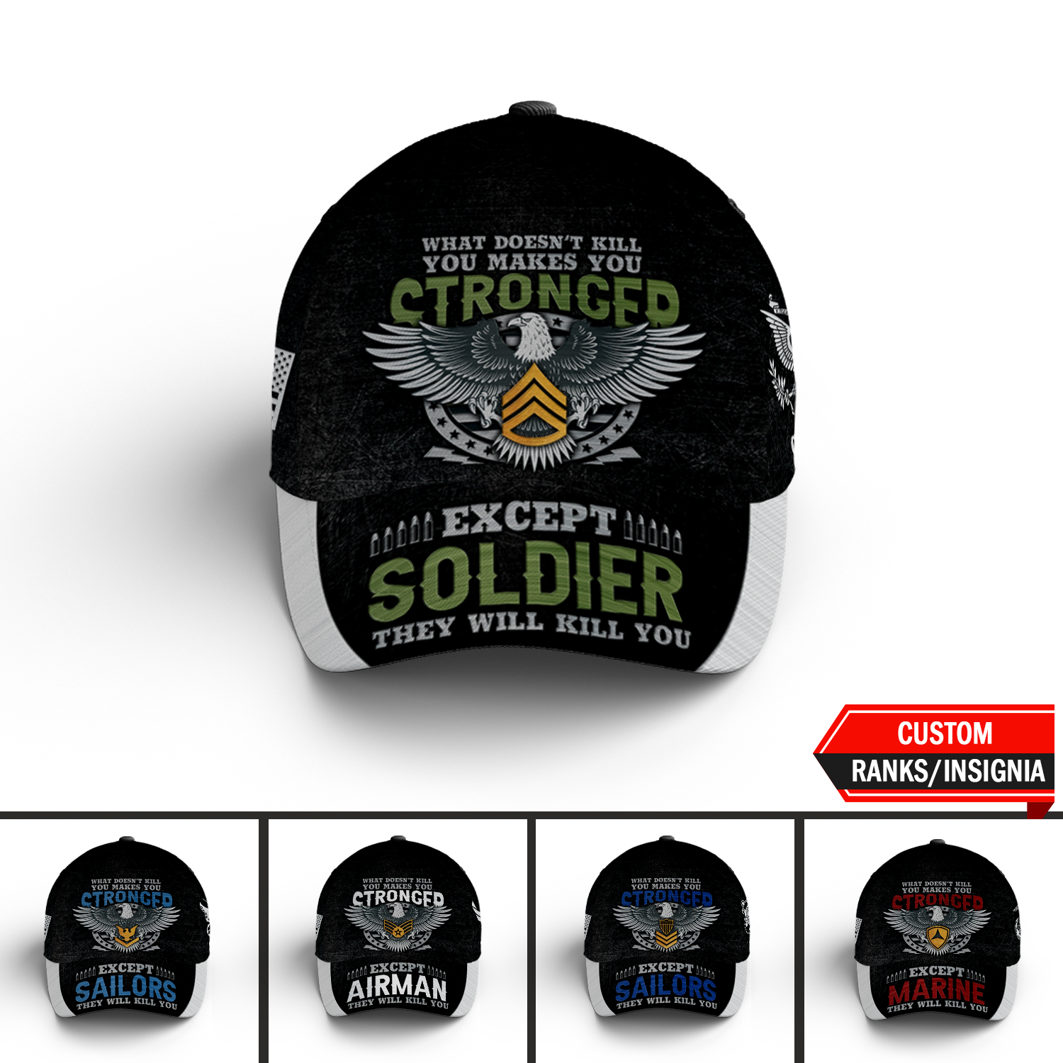 Custom Ranks/Insignia, Personalized Name And Years Served All Over Prints Premium Classic Cap KAOVC17