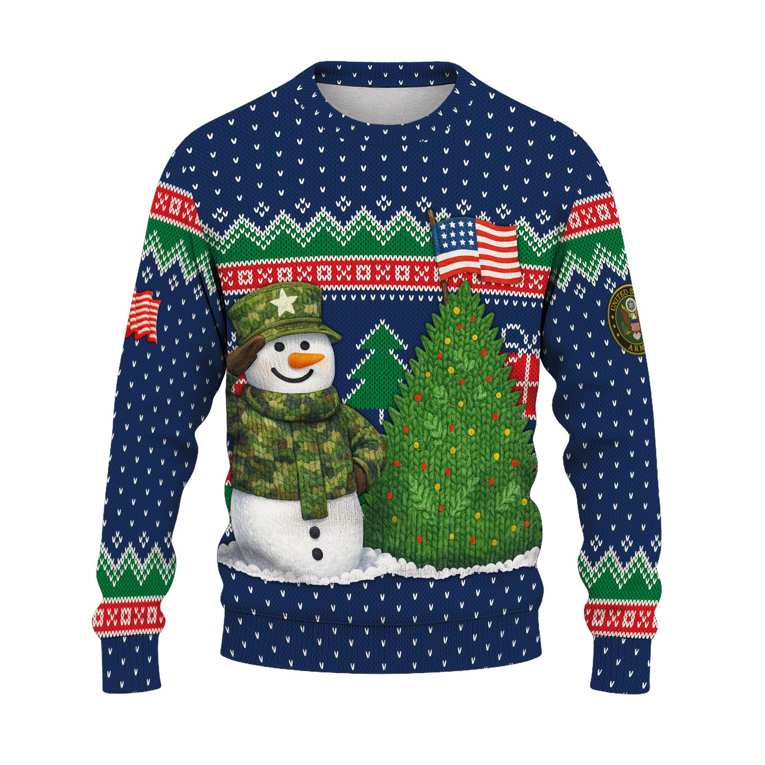 US Army Snowman Soldier Ugly Christmas Sweater