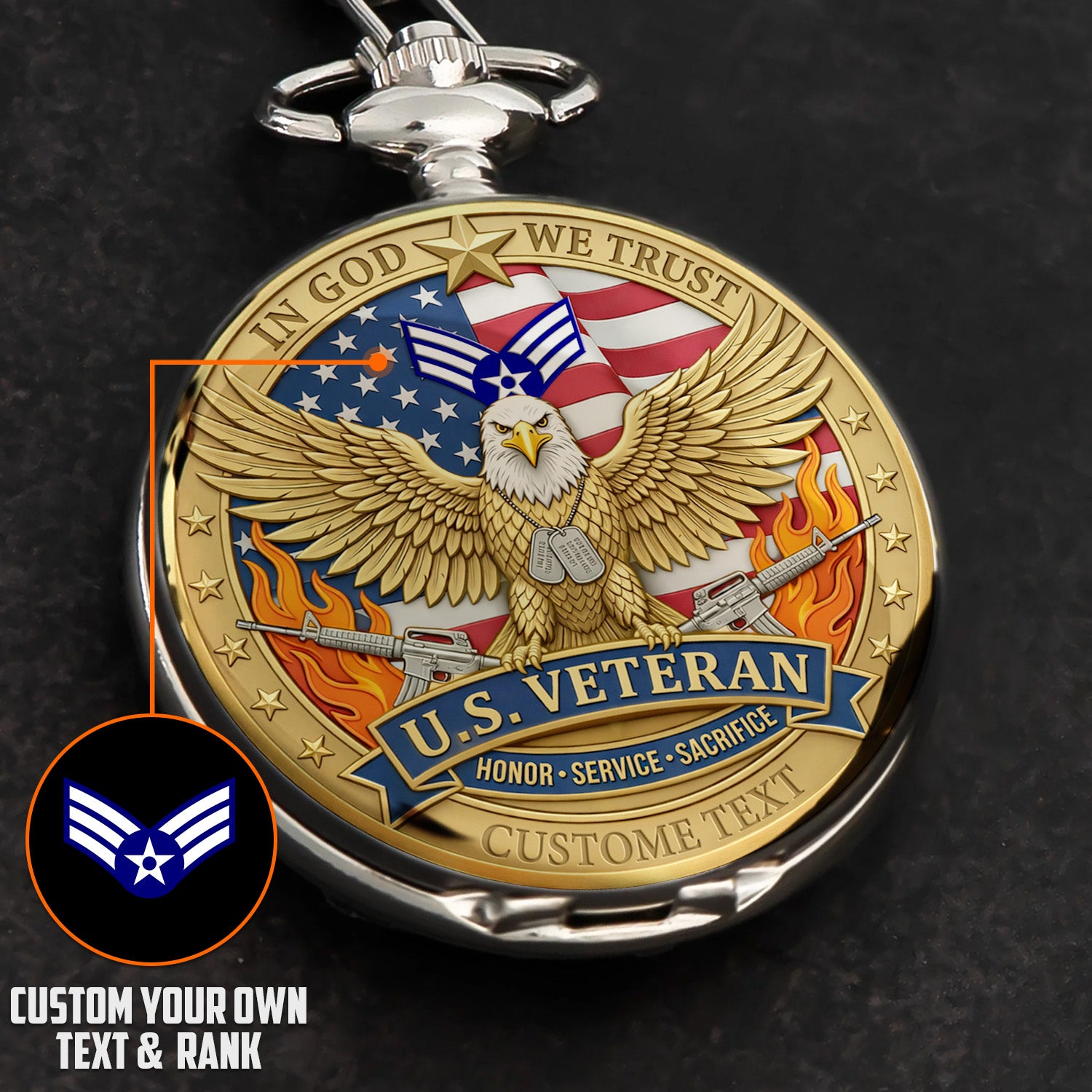 US Air Force 250th Anniversary Pocket Watch Veteran Gift