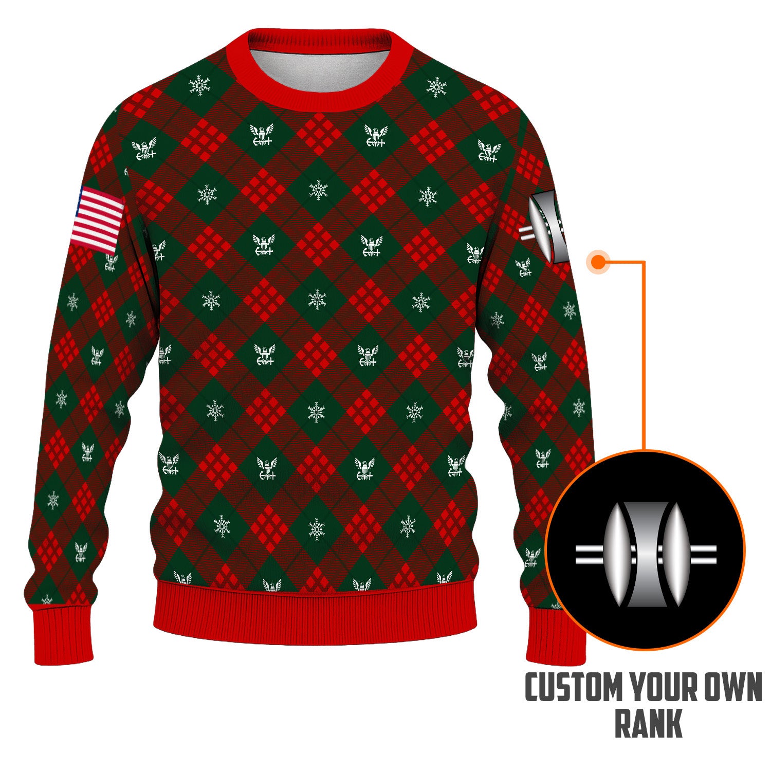 Custom Ranks US Navy Ugly Christmas Sweater for Women Men KRUST08