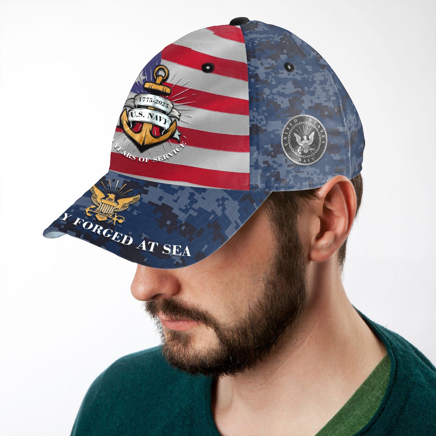US Navy 250 Years A Legacy Forged At Sea All Over Prints Premium Classic Cap