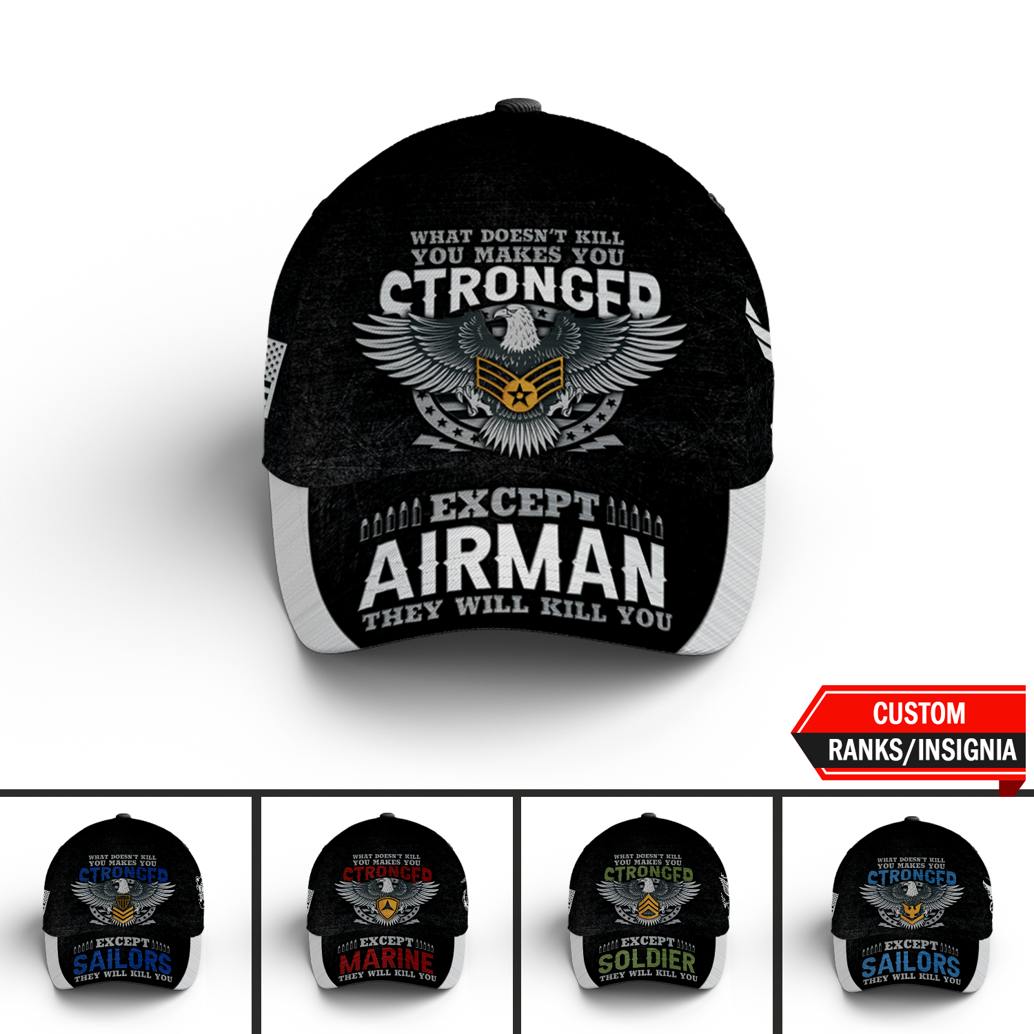 Custom Ranks/Insignia, Personalized Name And Years Served All Over Prints Premium Classic Cap KAOVC17