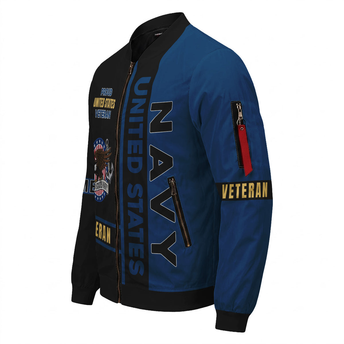 Personalized US Navy Bomber Jacket Custom Service Rank & Name