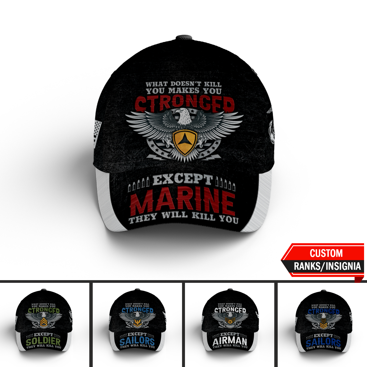 Custom Ranks/Insignia, Personalized Name And Years Served All Over Prints Premium Classic Cap KAOVC17