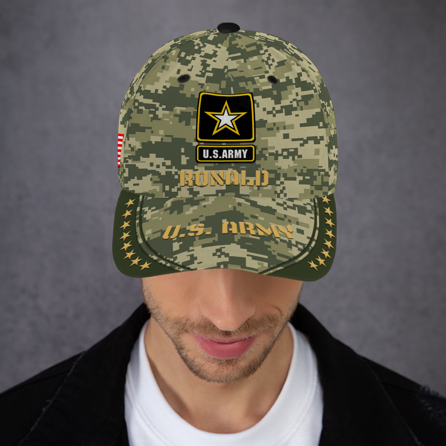 Custom Ranks/Insignia, Military Digital Camo, Personalized Name And Years Served All Over Prints Premium Classic Cap