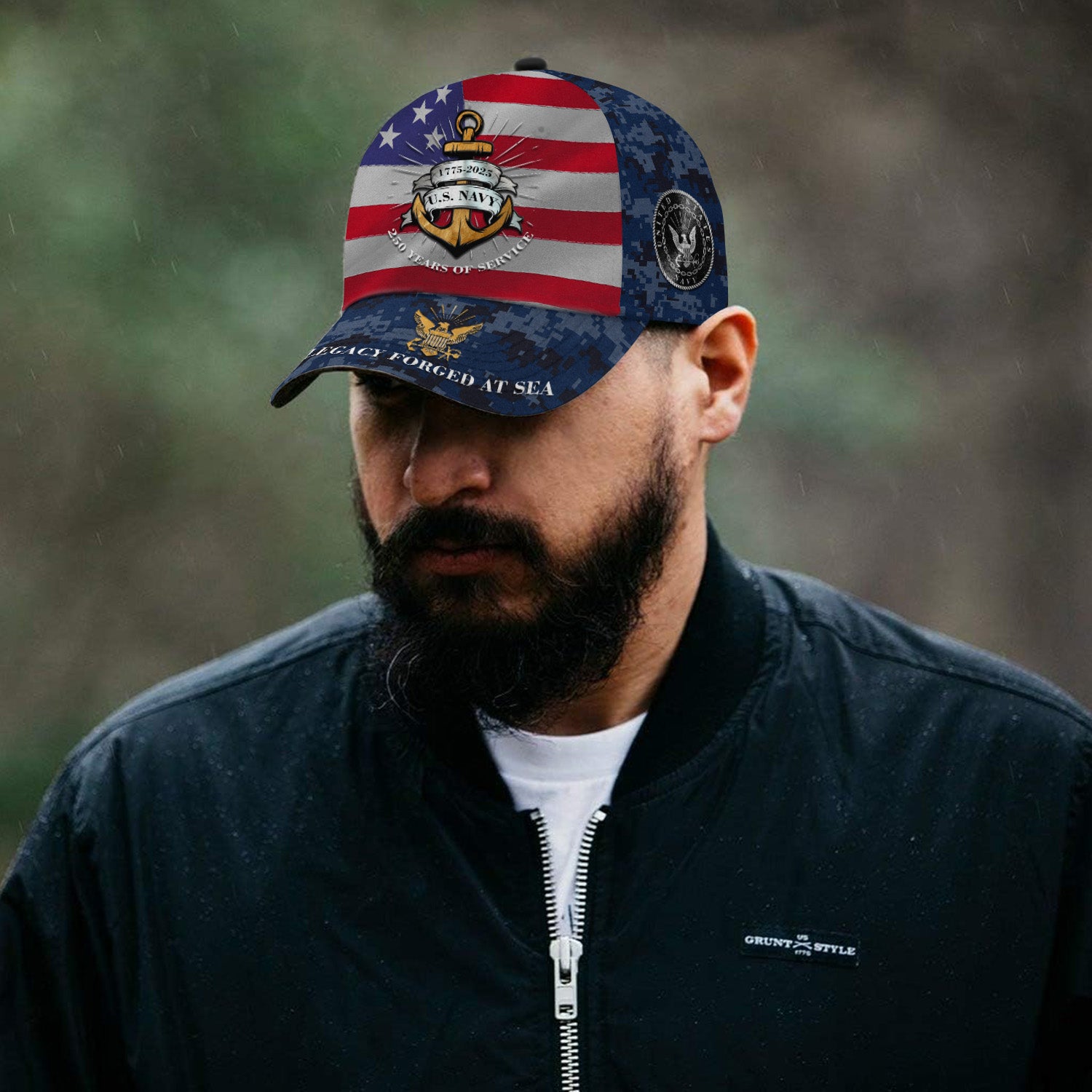 US Navy 250 Years A Legacy Forged At Sea All Over Prints Premium Classic Cap