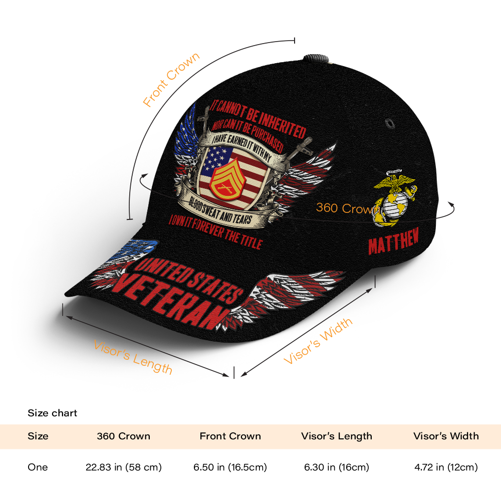 Custom Ranks/Insignia, Personalized Name And Years Served All Over Prints Premium Classic Cap KAOVC22