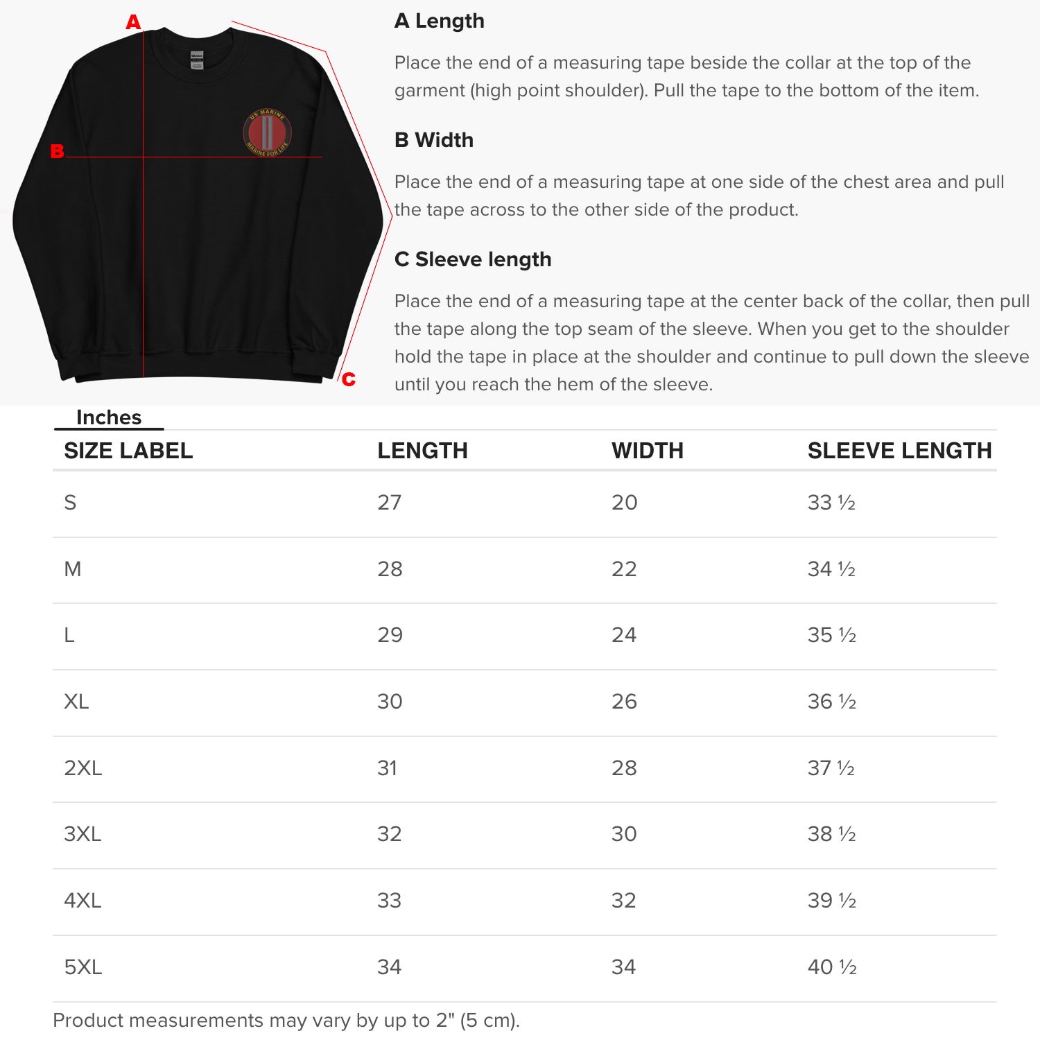 Custom MARlNE Ranks, Insignia Marine For Life Embroidered Unisex Sweatshirt