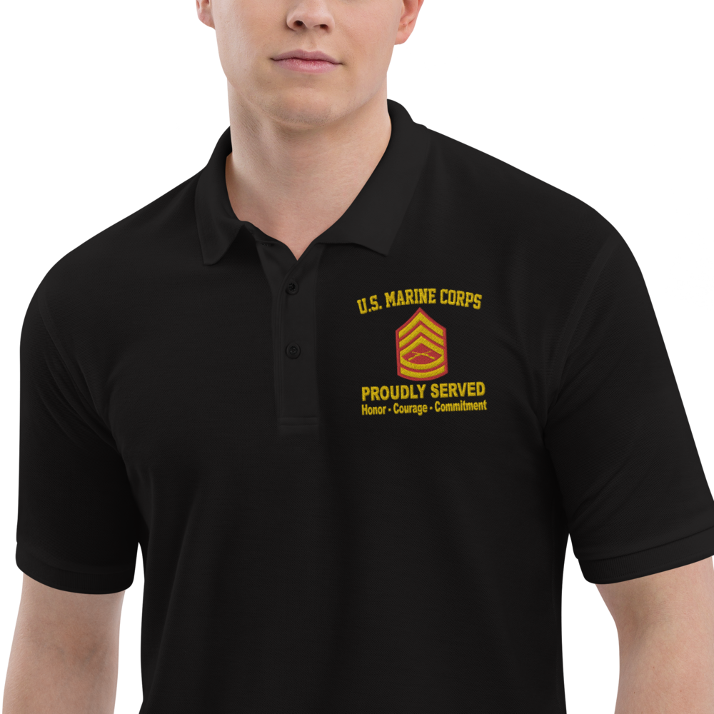 Custom MARlNE Ranks, Insignia Core Values Embroidered Port Authority Polo Shirt