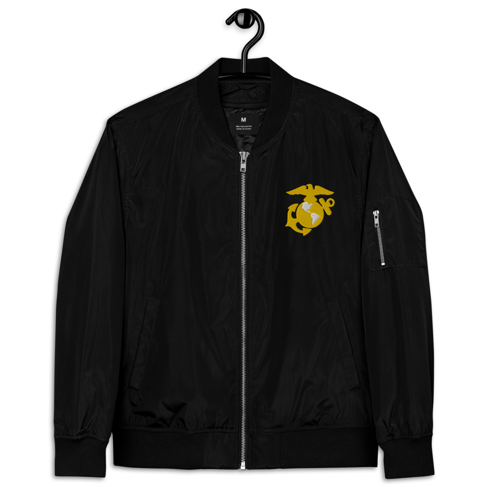 US Marines EST. 1775, Custom MARlNE Ranks, Insignia On Back, Embroidered Recycled Bomber Jacket